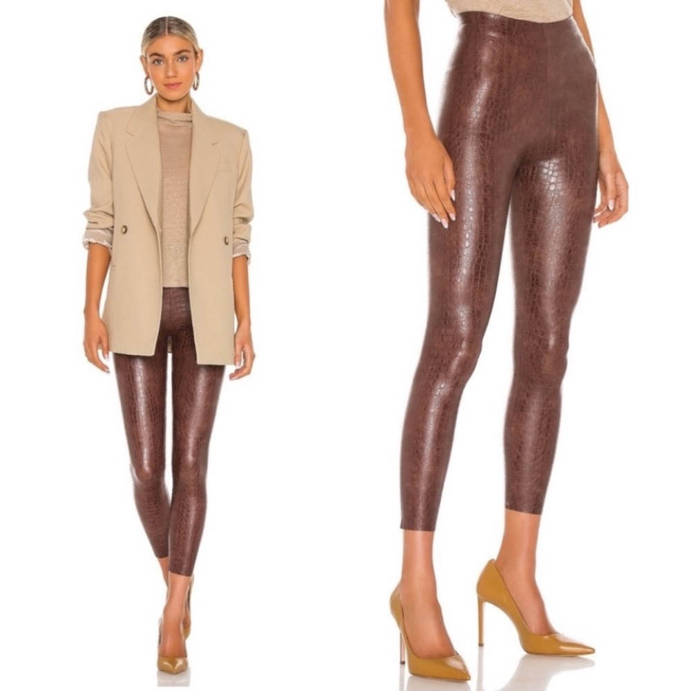 Commando Faux Leather Croc Leggings Size L.